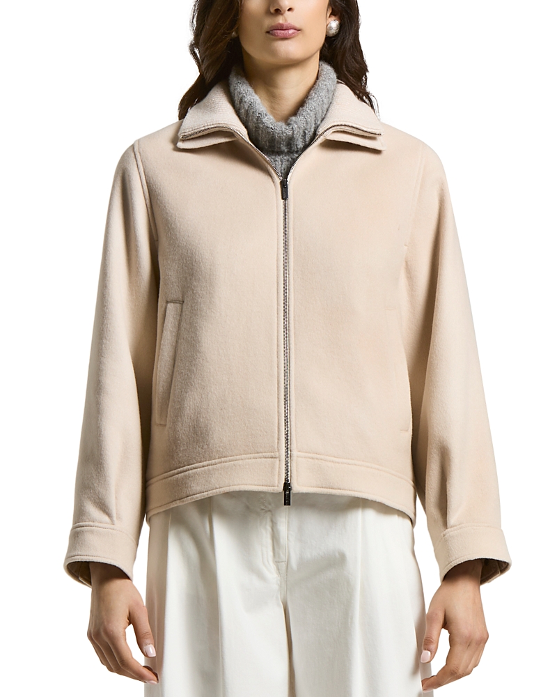 Peserico High-neck Zip-front Jacket In Pink