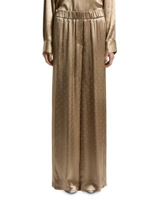 Satin Eyelet Wide Leg Pants