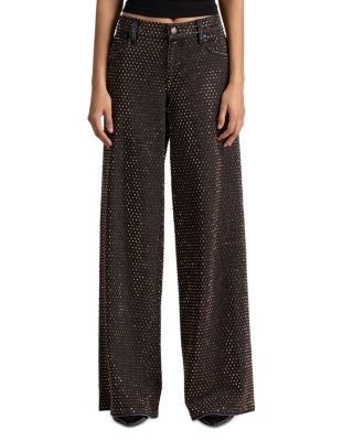 Amazing Low Rise Embellished Wide Leg Jeans in Den Lack