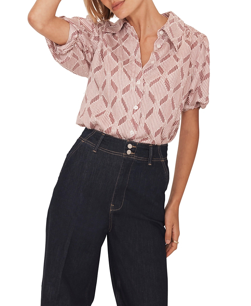 Mint Velvet Striped Jacquard Shirt In Pink
