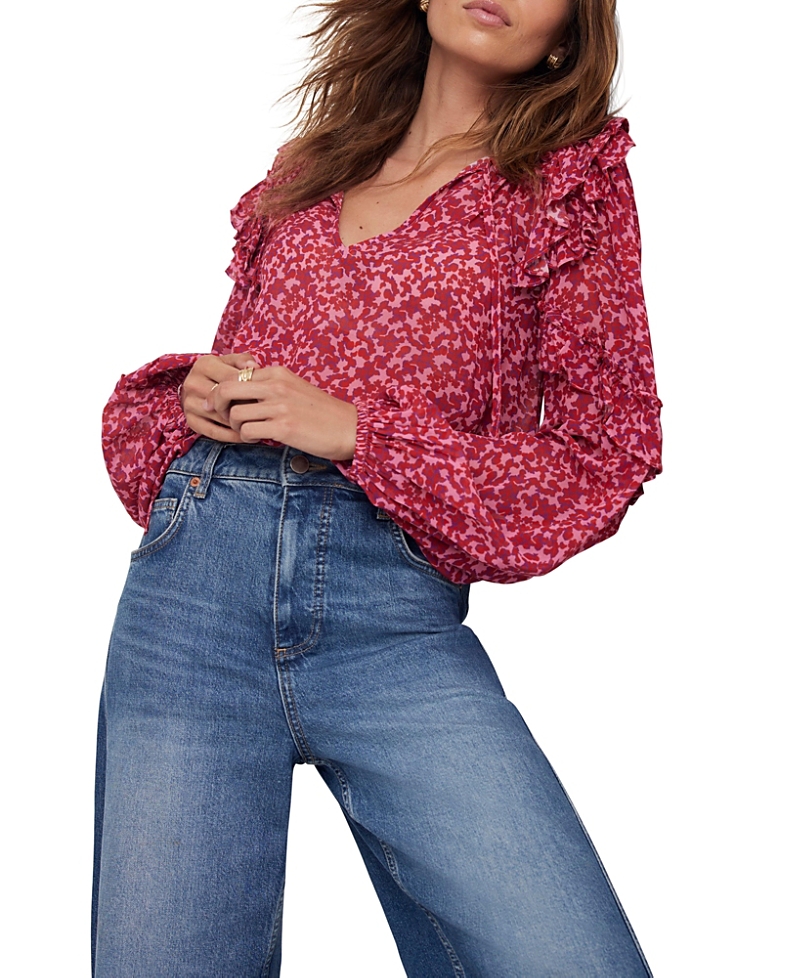 Mint Velvet Floral Pattern Blouse In Pink