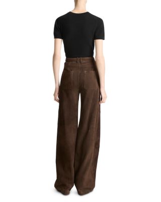 Mid Rise Suede Trousers