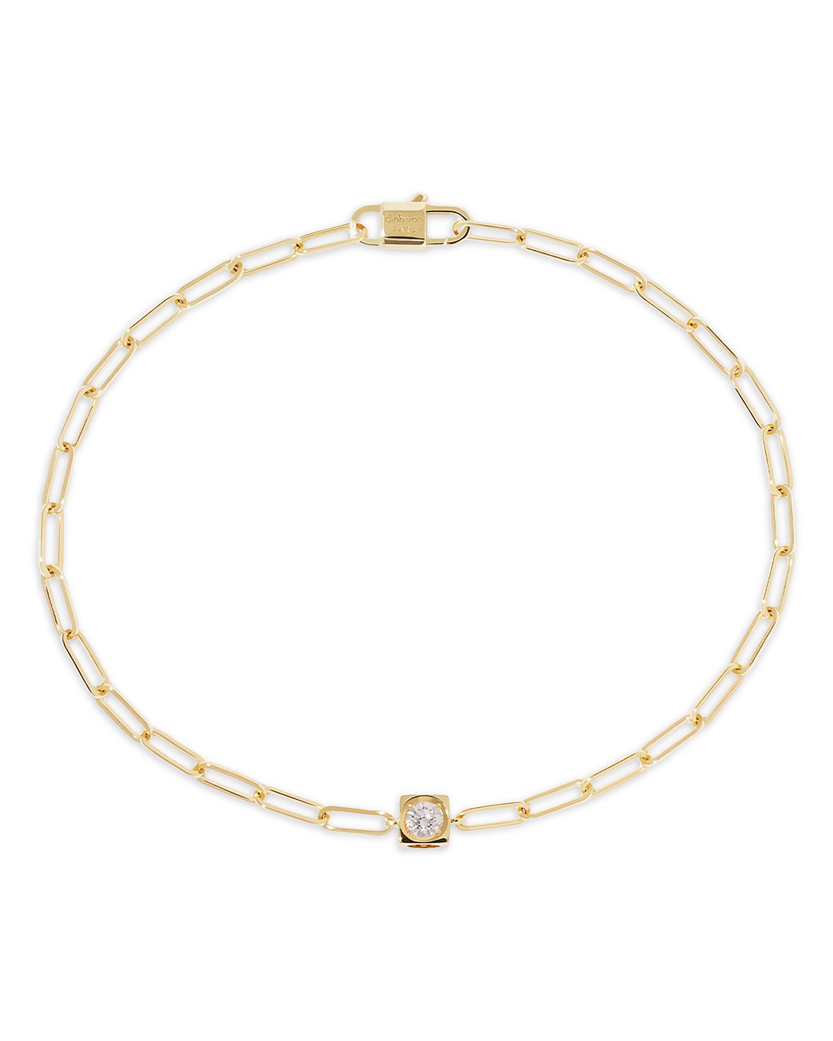 Dinh Van Diamond Cube Charm Chain Link Bracelet