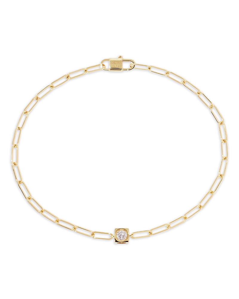 Dinh Van Diamond Cube Charm Chain Link Bracelet in 18K Yellow Gold, 0.10 tcw