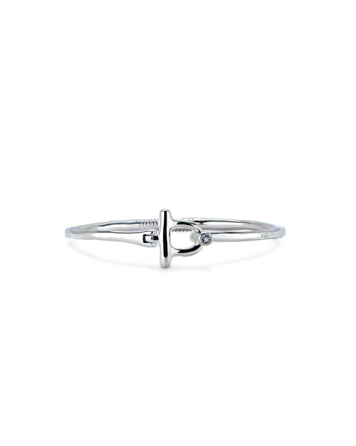 Unode50 Sterling Silver-Plated Bangle Bracelet with White Topaz