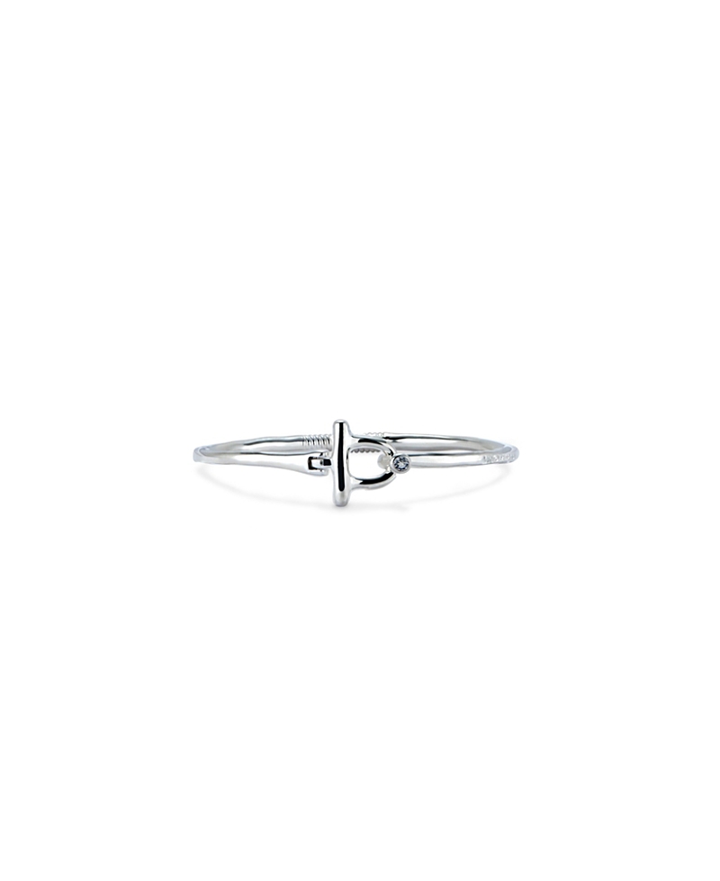 Unode50 Sterling Silver-plated Bangle Bracelet With White Topaz In Gold