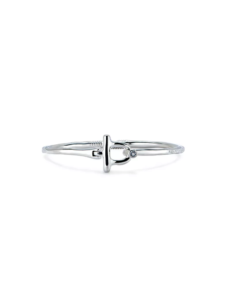 Unode50 Sterling Silver-Plated Bangle Bracelet with White Topaz