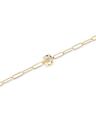 Diamond Cube Charm Chain Link Bracelet in 18K Yellow Gold, 0.10 tcw