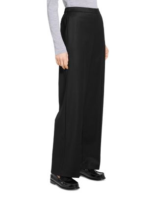 Wide Leg Pull On Full Length Pants in Wool