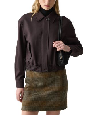 Cropped Track Jacket in Wool-Blend