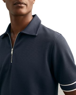 Textured Zip Polo Shirt