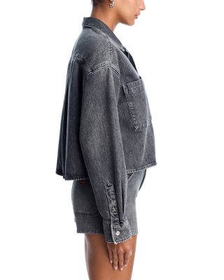 Cropped Long Sleeved Denim Boxy Shirt