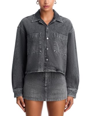 Cropped Long Sleeved Denim Boxy Shirt