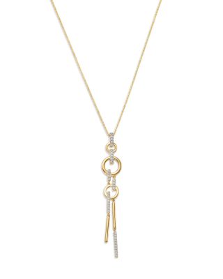 Diamond Linear Statement Pendant Necklace in 14K Yellow Gold, 0.35 tcw