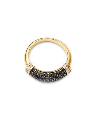 White & Black Diamond Band in 14K Yellow Gold, 1.0 tcw