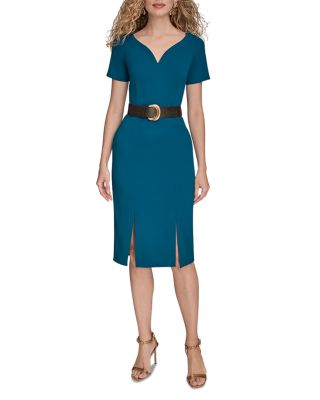 Belted Midi Sheath Dress