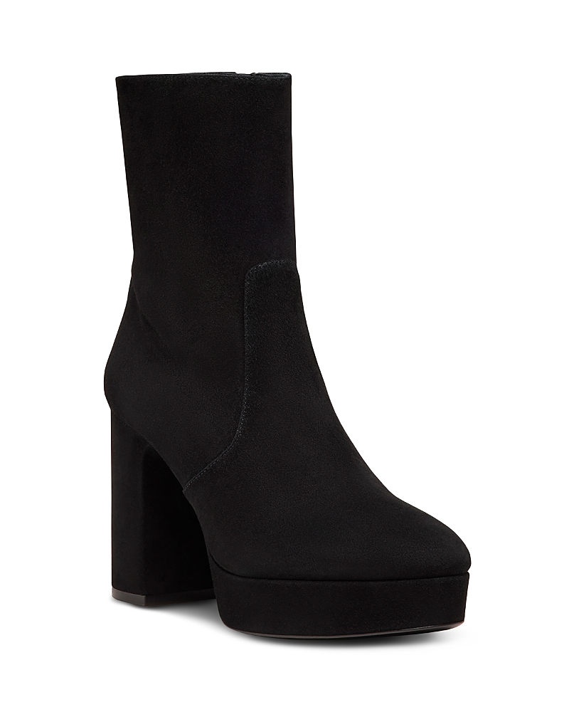 Stuart Weitzman Dayna Suede Platform Booties In Black