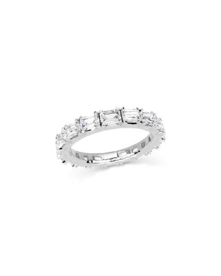 Diamond Emerald Cut Eternity Diamond Band in 14K White Gold, 3.0 tcw