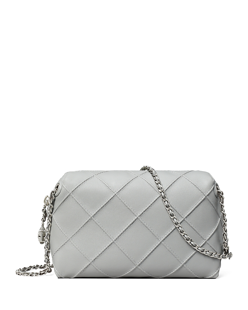 Tory Burch Fleming Soft Leather Crossbody In Gray