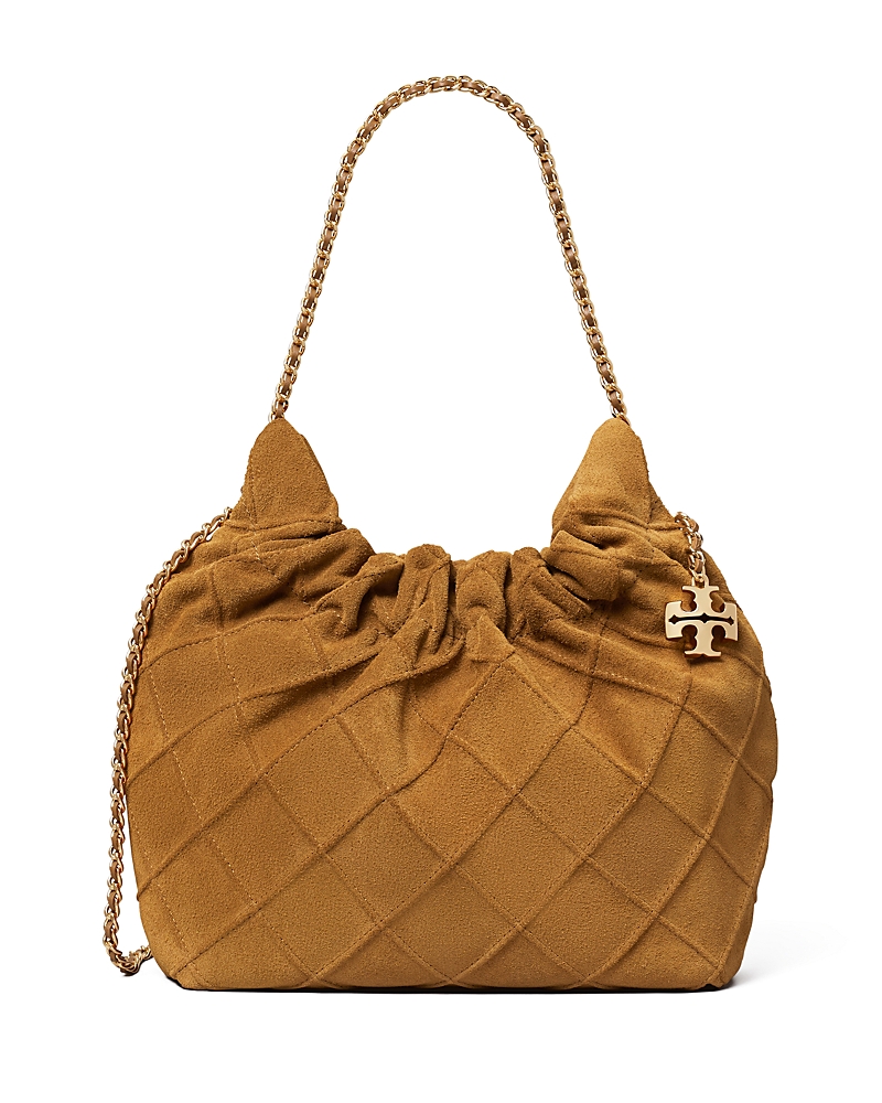 Tory Burch Fleming Suede Mini Hobo In Brown