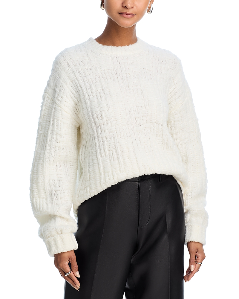 Helmut Lang Textured Merino Wool Blend Sweater In White