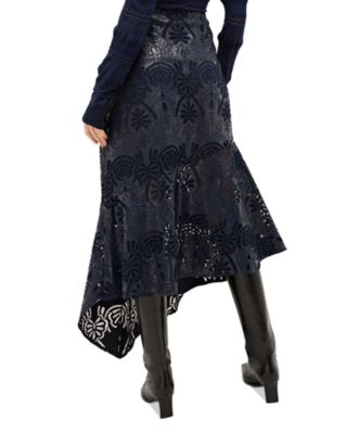 Casey Embroidered Faux Leather Skirt