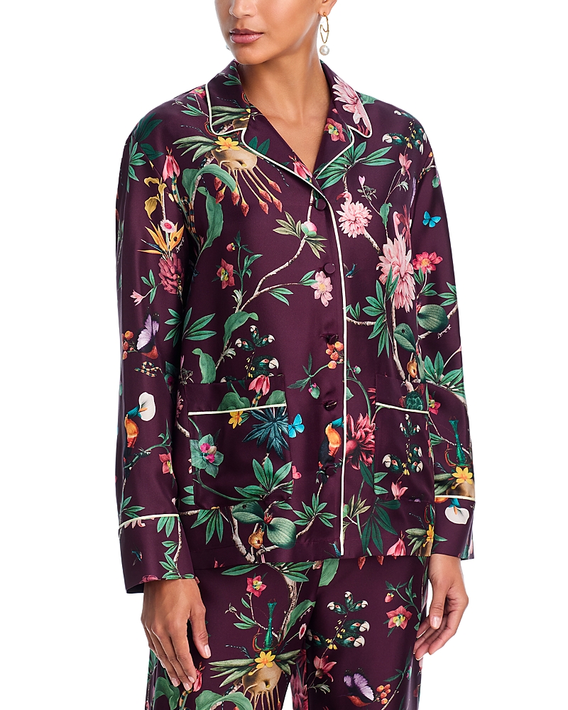 La Doublej La Double J Silk Pajama Shirt In Multi