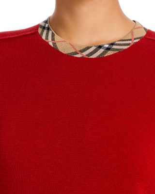 Check Trim Wool Sweater
