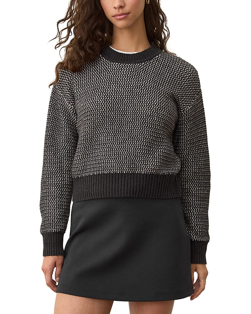 Marine Layer Robin Texture Crewneck Crop Sweater In Multi