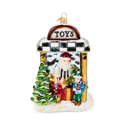 Santa's Toy Store Glass Ornament