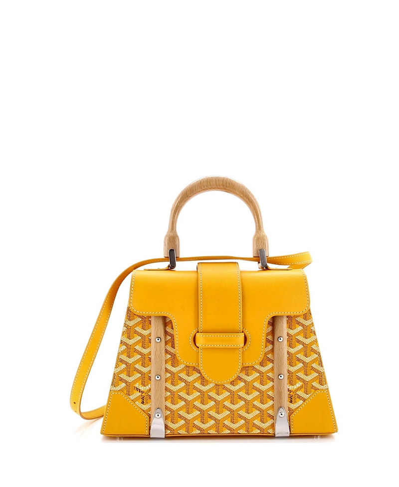Pre-owned Pre-owned Goyard Goyard Pm Saigon Top Handle Bag Coated Canvas With Leather In Yellow
