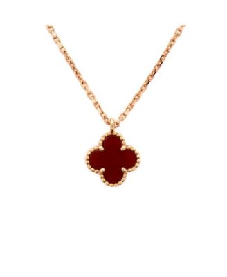  Sweet Alhambra Pendant Necklace 18K Rose Gold and Carnelian, 18 - 17.25"