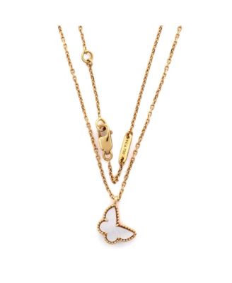 Sweet Alhambra Butterfly Pendant Necklace 18K Gold and Mother of Pearl, 5.5 - 14.7"