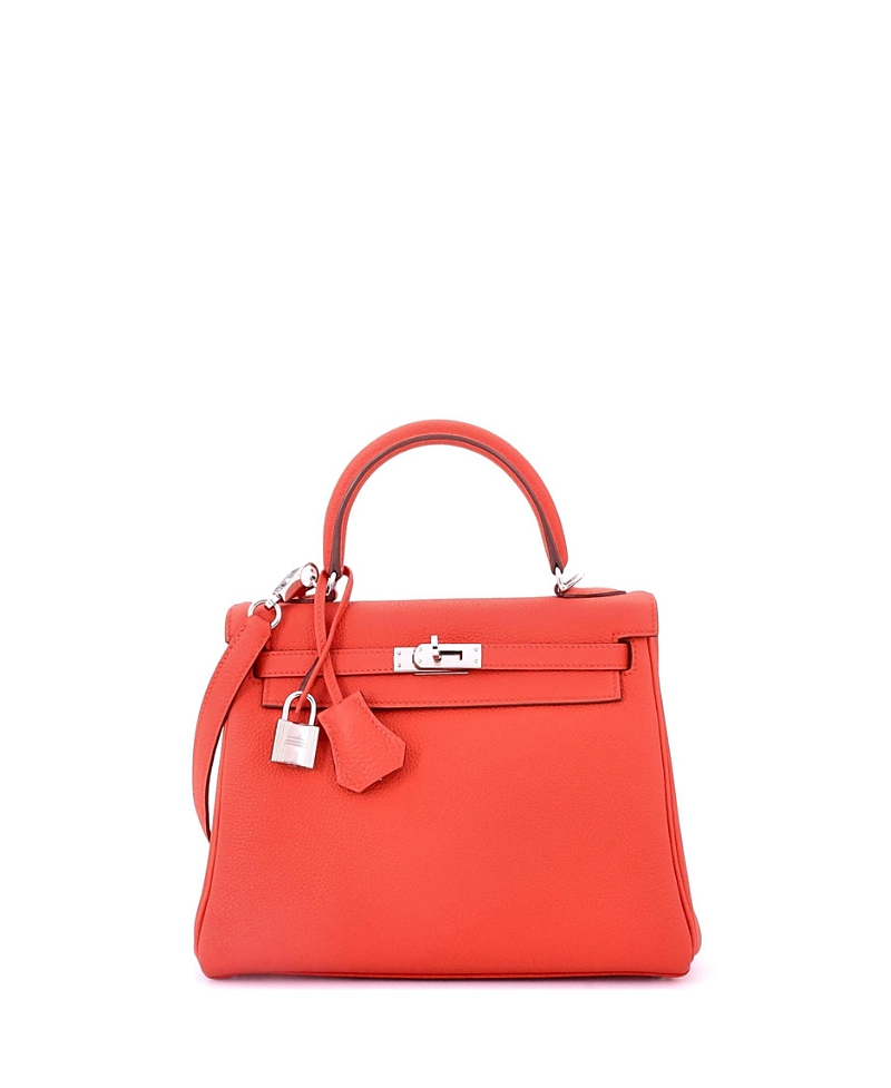 Pre-owned Pre-owned Hermes Hermes Kelly 25 Handbag Red Togo With Palladium Hardware