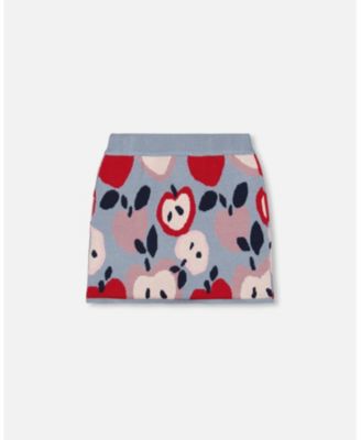 Girls' Knit Skirt with Apple Heart Jacquard - Big Kid
