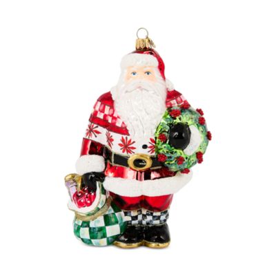 Cozy Sweater Santa Glass Ornament 