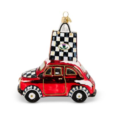 Christmas Shopping Car Glass Ornament