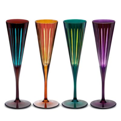 Prism Champagne Flutes, Set of 4, Assorted