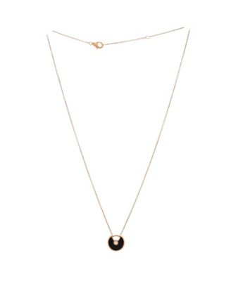 XS Amulette de Cartier Pendant Necklace 18K Rose Gold with Onyx and Diamond, 16 - 14.75"