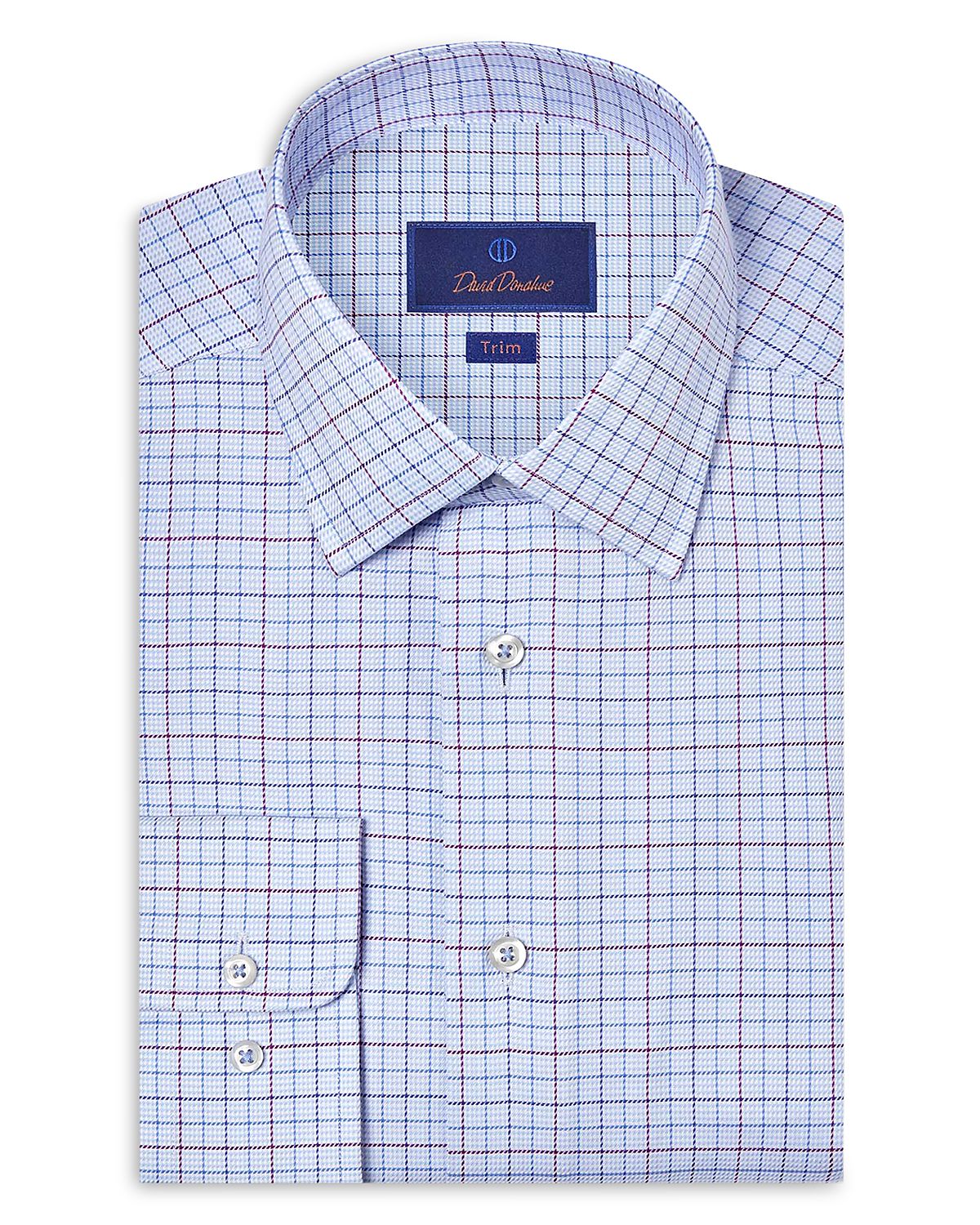 David Donahue Slim Fit Printed Twill Dress Shirt