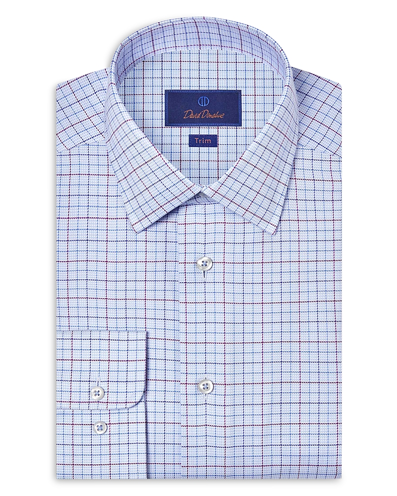 David Donahue Slim Fit Printed Twill Dress Shirt