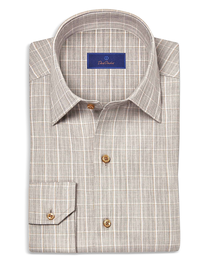 David Donahue Printed Sport Shirt In Neutral