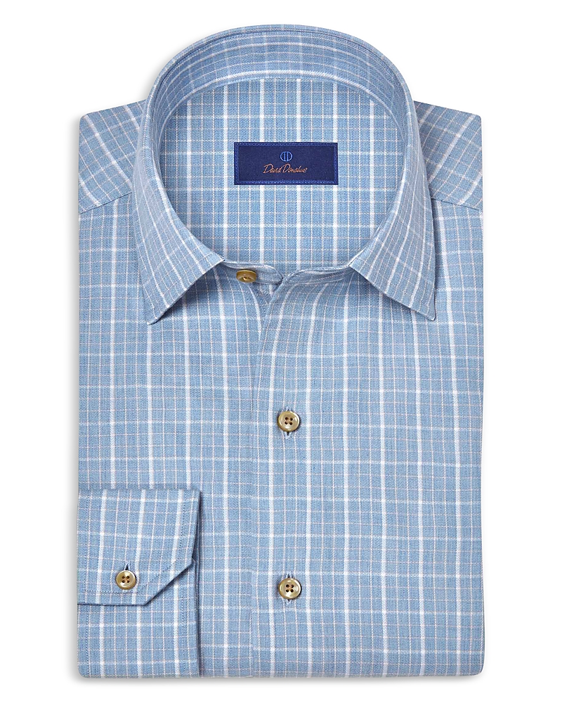 David Donahue Printed Sport Shirt In Blue