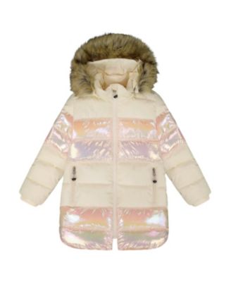 Girls' Long Metallic Puffy Winter Coat - Big Kid