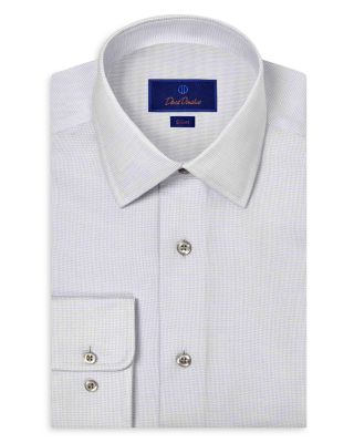 Slim Fit Micro Print Stretch Twill Dress Shirt