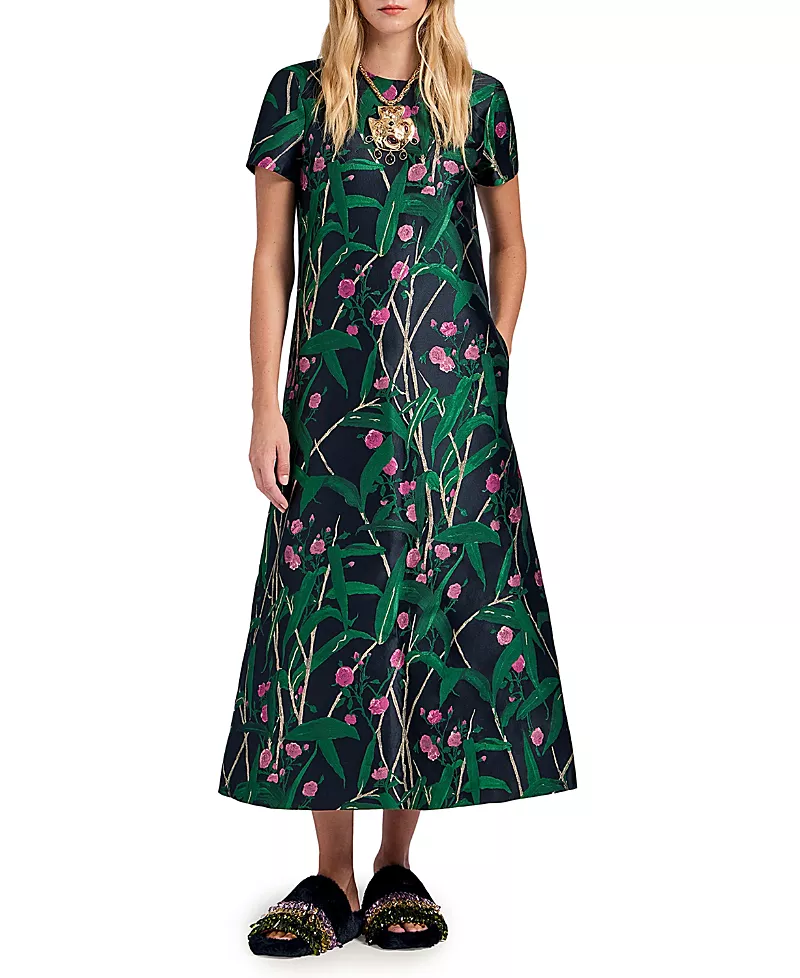 La Doublej Swing Dress Bamboo Jacquard Black