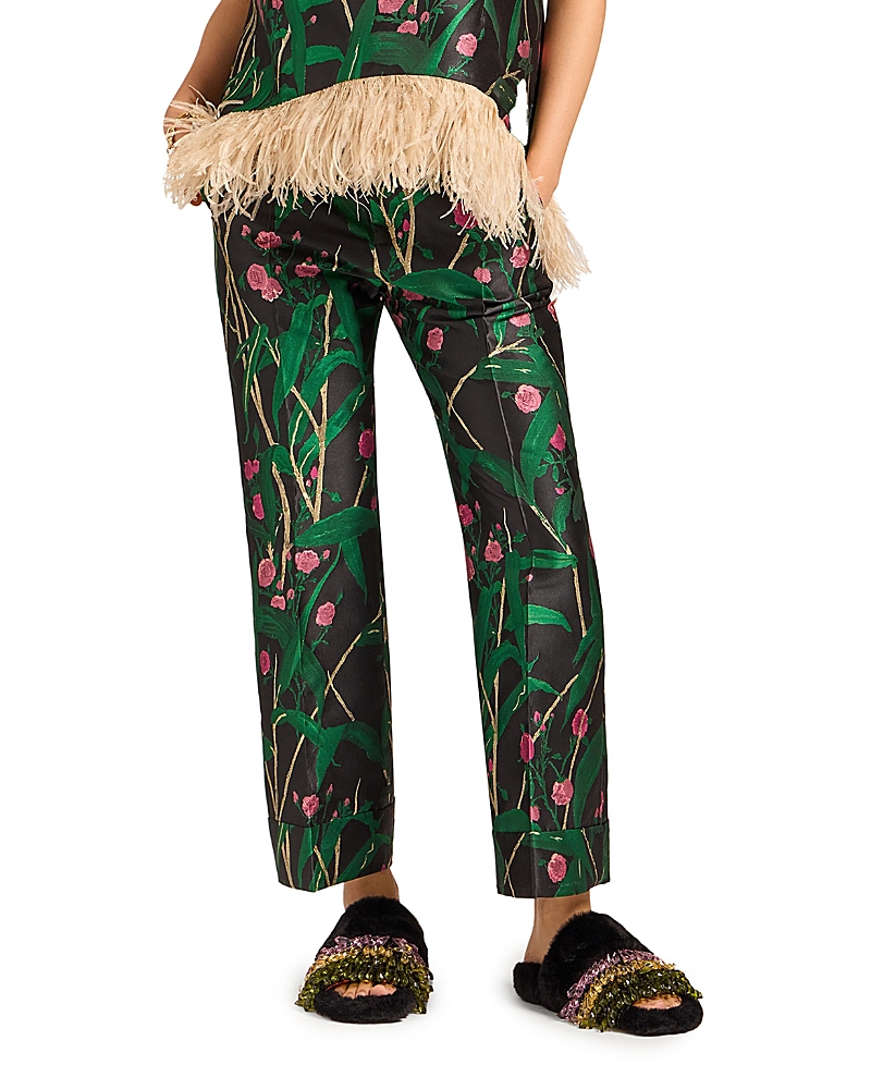 La Doublej Hendrix Pants Bamboo Jacquard Black In Multi