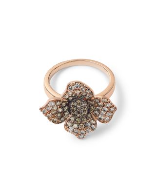 Brown Diamond Ombr&eacute; Flower Ring in 14K Rose Gold, 1.43 tcw