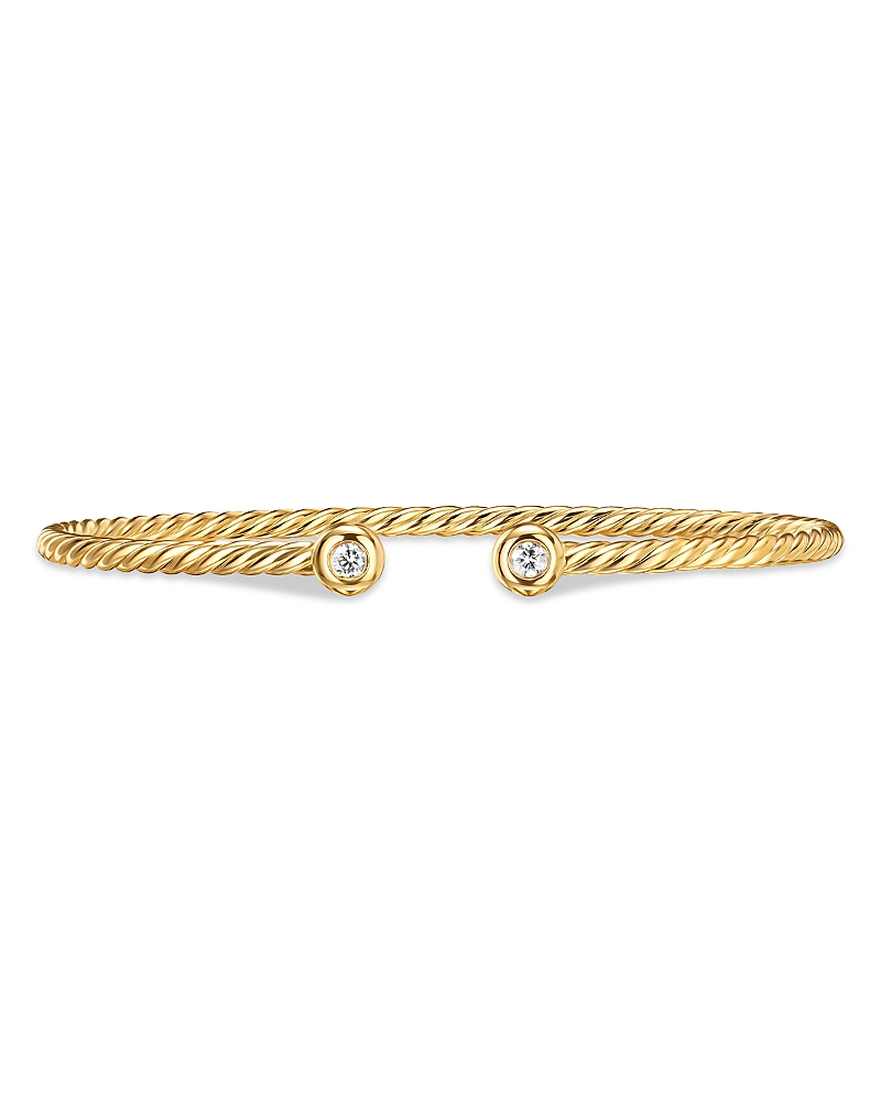 Petite Modern Renaissance Cablespira Bracelet in 18K Yellow Gold with Diamonds, 2.6mm