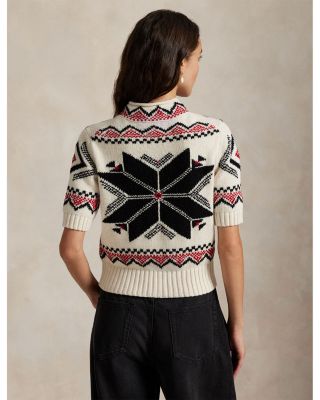 Snowflake Mockneck Short Sleeve Sweater